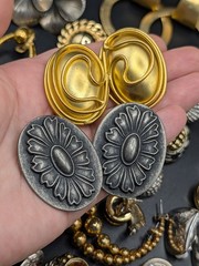 50 Pairs of Mostly Vintage Silver Tone and Gold Tone Earrings For Wear Or Crafts