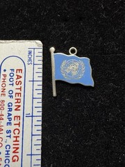 Vintage Sterling Silver United Nations UN Flag Pendant Charm Insignia Enamel