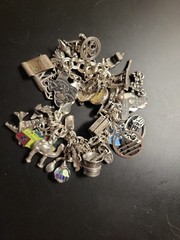 Vintage 925 Sterling Silver Loaded Charm Bracelet 104 Grams