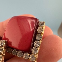 Vintage Coro Art Deco Earrings Lot Blue Red Thermoset Rhinestone Clip On Signed