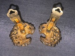 Costume Jewelry Crescent Moon Clip Earrings Faux Jewels Signed ART AS IS READ