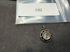 1.96g Vintage Sterling Silver 925 Round Pendant Iridescent Center M