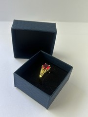 Vintage Red Cubic Zirconia Ring Gold Plated Womens Size 9.5