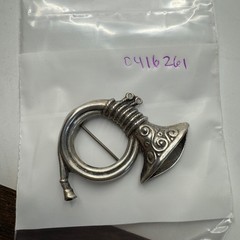 French Horn Design Brooch Sterling Silver 925 Size 1.75″ Length