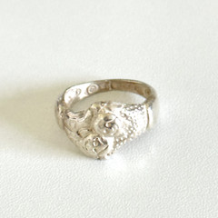 Vintage 925 Sterling Silver Smiling Facing Unique Band Ring Size 6.25