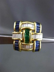 ESTATE 5.30CT DIAMOND AAA MULTI GEM 14KT YELLOW GOLD SQUARE INTERTWINED EARRINGS