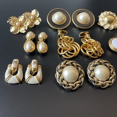 Vintage Lot Of 9 SIGNED Clip On Earrings Erwin Pearl Avon LCI Anne Klein Star