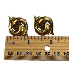 Signed MMA entwined dolphin earrings Metropolitan Museum Art matte goldtone