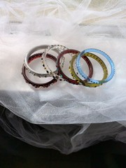 Vintage Y2K Lucite Rhinestone Bangle Bracelet Lot of 6 AB Crystal Brown Tones…