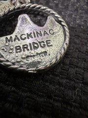 VINTAGE STERLING SILVER MACINAC BRIDGE/ISLAND CHARMS NECKLACE 17.75”