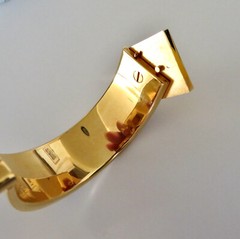 Vintage Oval Hermes 18K Gold Plated Loquet Clic Clac Bracelet Fan Enamel Design