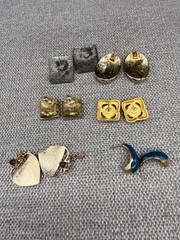 Vintage Enamel Earring Lot Marbled Hearts Hoops Pierced