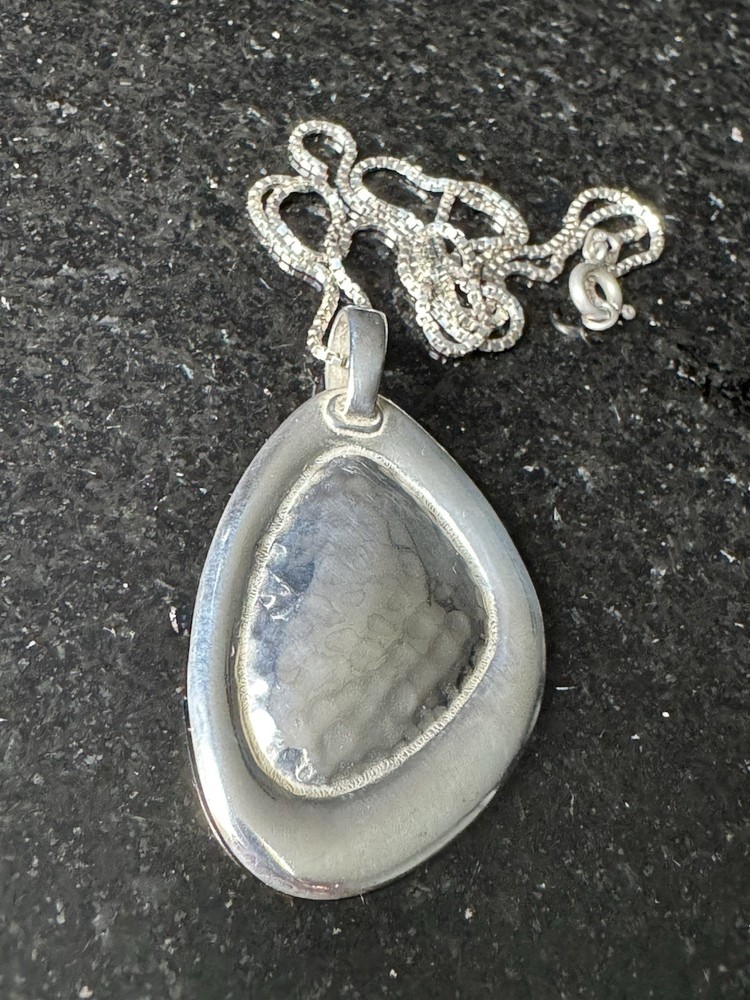 Vintage Silpada Israel 925 Sterling Silver Modernist Pendant w/ Italy GMG Chain