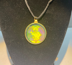 Vintage Hologram Necklace 3D DCG Glass Pendant Mouse Cartoon Character