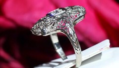 18k white gold ring 0.25ct diamond sz 4 handmade 1920’s antique 2.7g N2737C