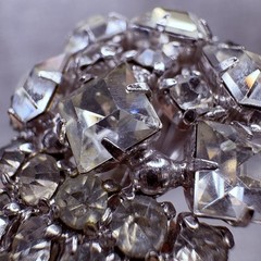 Vintage Silver Tone Clear Rhinestone Dangle Drop Clip On Statement Earrings