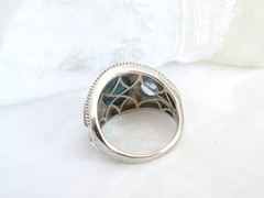 Vintage Sterling Silver 925 Large Turquoise Blue Topaz Unique Ring Size 9.5
