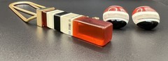 Designer Vintage! 1970s Lanvin Paris Mod Lucite Necklace &clip back earrings set