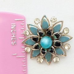 Blue Flower Brooch Scarf Lapel Pin Moonglow Lucite Floral Dainty Vintage Jewelry