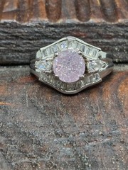 Vtg STUNNING Sterling Silver 925 PINK ICE TOPAZ Cz Details Ring Signed FAS Sz 8