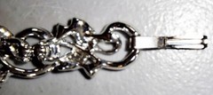 Vintage Silvertone Blue Leaf / Blue Ivy Link Bracelet w/Smoky Blue Rhinestones