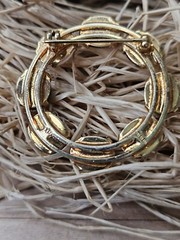 Vintage Scarab Beetle Brooch Carved Gemstones Gold Over Sterling