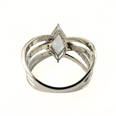 Contemporary Marked Sterling Silver Lozenge Cut Mystic Topaz Ring Sz 10