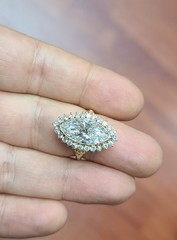 Vintage 18k Yellow Gold Engagement Ring 5.06ct.Lab-Grown Marquise Euro Diamond