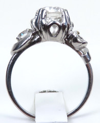Antique 1920’s 3 Diamond Engagement Platinum Ring Size 5.5 UK-K1/2 EGL USA Deco