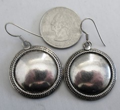 STERLING DANGLE EARRINGS, 1 3/4 by 1 1/8 INCHES, 14 GRAMS