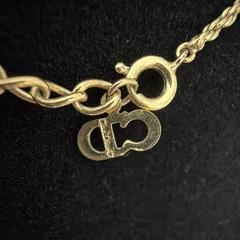 Vintage Christian Dior Gold Tone CD Logo Twisted Rope Pendant Necklace 16-18 In