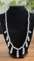 Vintage Opaline Milk Glass Necklace Art Deco Marked Czech
