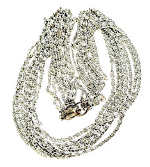 Vintage Celebrity Silvertone Cascade Chain Necklace Eight Strands 16″