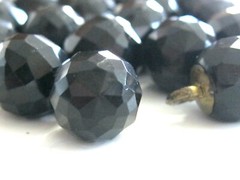 21 PC BUTTON LOT SET ANTIQUE VICTORIAN FACETED FRENCH JET / BLACK GLASS BUTTONS