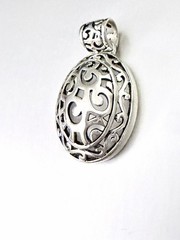 Estate Vintage 925 Sterling Silver Open Work Scroll Design Slide Pendant