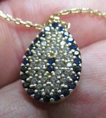 EHI 15″ STERLING SILVER GOLD WASH CHAIN NECKLACE W TEARDROP PENDANT X