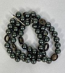 Vintage 1990’s to 2000’s Y2K pewter bead triple strand stretch bracelet by CHAPS