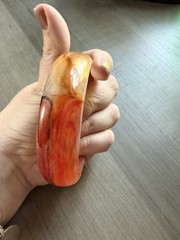 Vintage Lucite Acrylic Bangle With Gold Tone Bracelet From Hong Kong Retro