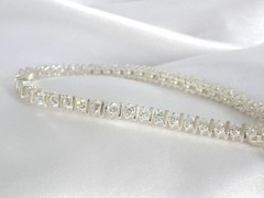 Sterling Silver 925 Cubic Zirconia Bar Link Tennis Bracelet 7.5″
