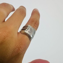 USSR Vintage Men’s Silver 916 Signet Ring with Star Hallmark Size 11.25