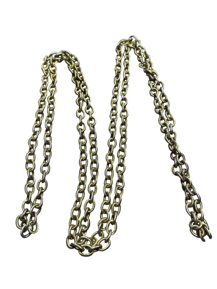 Vintage Goldtone Textured Chain Necklace No Clasp 53 inches Long