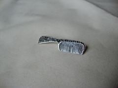 VINTAGE 1970-80s HAIRCOMB MARCASITE ENCRUSTED STERLING SILVER STAMPED 925 PIN
