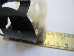 Stretchable Faux BuffaloHorn Bicolor Cuff Bracelet w/ Cut Out Design 2″ x 2.25″