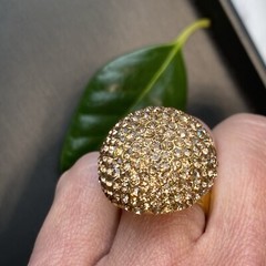 Vintage Cocktail Ring Estate Jewelry Pre-owned Champagne Crystal Dome Any Size