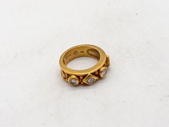$6850 Doris Panos 1.50ct 4 Princess Cut Round Diamond 18k Yellow Gold Ring 10g