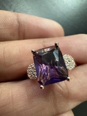 585 14K RG Stamped Rose Gold Indigo Crystal Floral Gem Size 7 Ring