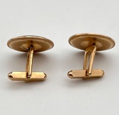 Vintage Abalone Cufflinks Gold Tone Circles .75 in Diameter Colorful Unsigned