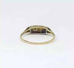 Art Deco Vintage Style Lab-Created Diamond Sapphire 14k Gold FN Engagement Ring