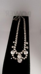 Vintage Prong set Rhinestone Glamorous Bib Statement Necklace 15 in