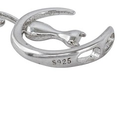 Estate Sterling Silver 925 Cat Moon Pendant